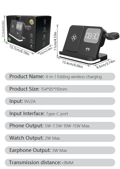Clock, desktop, mobile phone, headphones, watch, wireless charger, both entertainment and charging not wrong